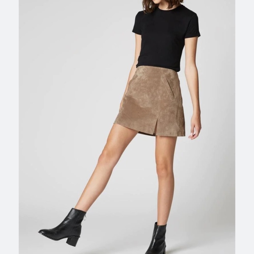 Blank NYC Womens Genuine Suede Fully Lined Pull On Mini Skirt Tan Sz 26 Festival